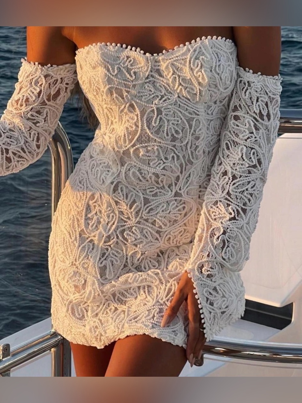 12th Tribe Tribe Liliana Off Shoulder Lace Dress - Size S